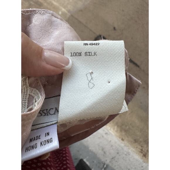 VTG JESSICA McCLINTOCK Pink Silk Lace Prairie Dress High Neck Victorian Cottage - Picture 10 of 16